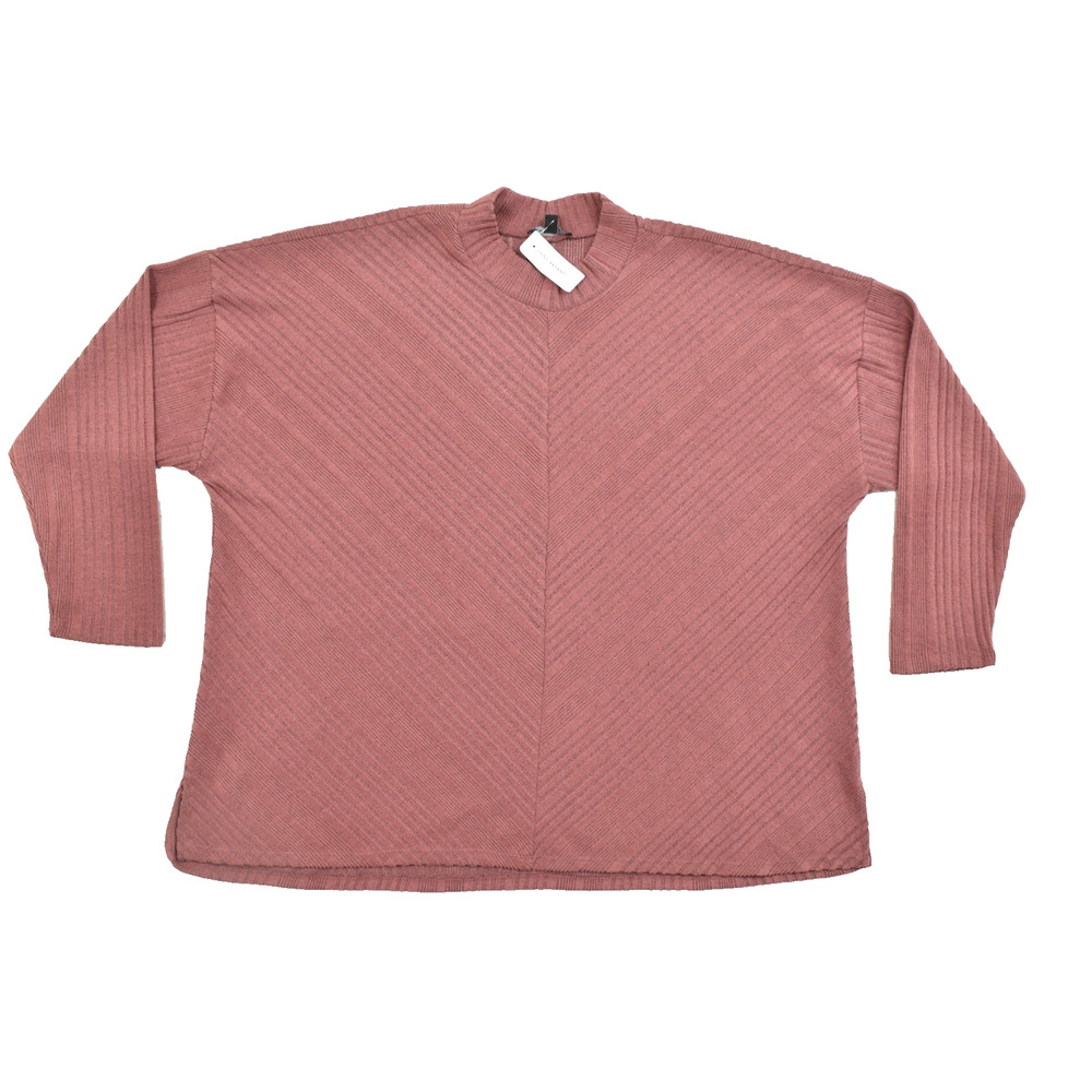 Lane Bryant Dusty Rose Ribbed V-Neck Sweater